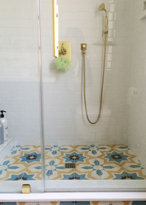 ideas for encaustic cement tile in a bathroom